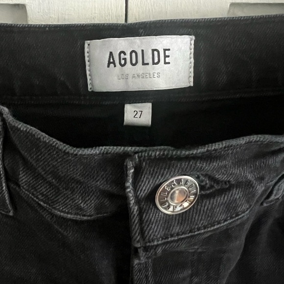 AGOLDE, Riley High Rise Straight Leg Cropped jeans, button fly, Black, size 27 - Picture 6 of 9